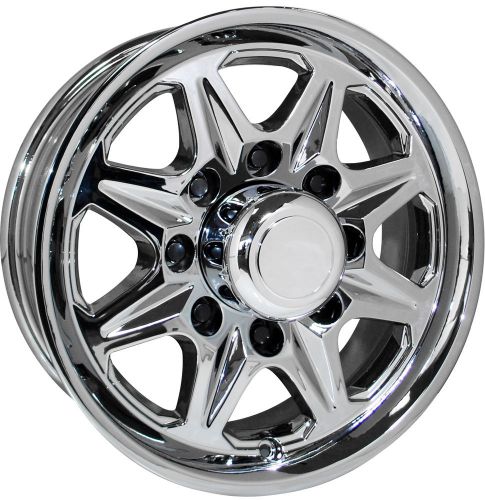 4) new 16" chromed aluminum type t04 trailer wheels / rims 8 lug on 6.5" sendel
