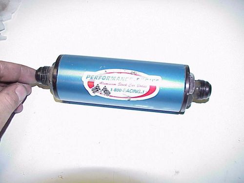 Blue aluminum 6" fuel filter -10 an fittings with stainless element alcohol &amp;gas