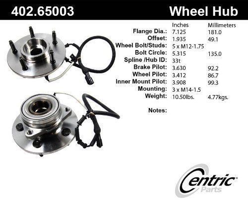Centric (402.65003e) wheel hub assembly