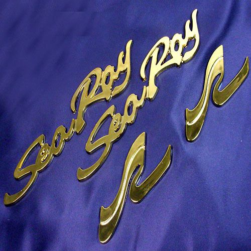 Searay sea ray script gold badge boat emblem set brand new factory replacements