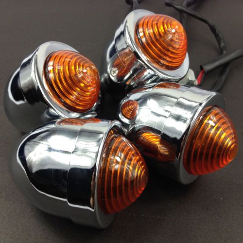 4x 30mm-41mm-45mm motorcycle relocation front fork rear turn signal light chrome