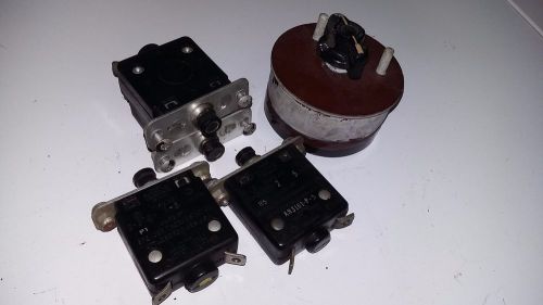 4 klixon old aircraft circuit breaker with an old switch