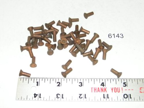 50 vintage countersunk solid copper brake clutch rivets 1/2 long x 11/64 shank