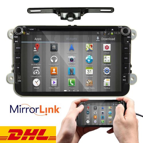 8" android 4.4 quad core wifi car dvd player gps mirror-link a9 bt+camera for vw