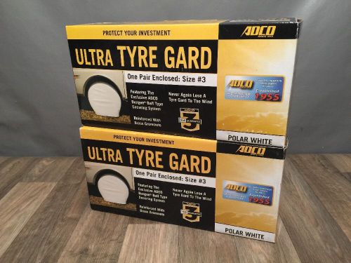 4 - adco rv/camper/trailer-size 3 white vinyl wheel/tire covers 2 pairs 27"-29"