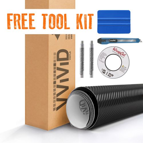 Black carbon fiber vinyl diy kit car wrap 50ft x 5ft self adhesive decal vvivid9