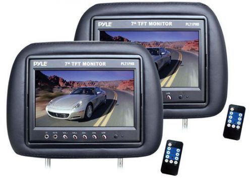 New! pyle pl71phb adjustable headrest pair with built-in 7'' monitors &amp; remotes