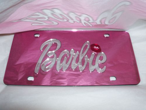 Barbie  mirror laser license plate pink/silver/red new!!