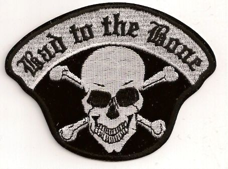 Motorcycle patch biker trike 4.25" x 3" bad to the bone skull and crossbones