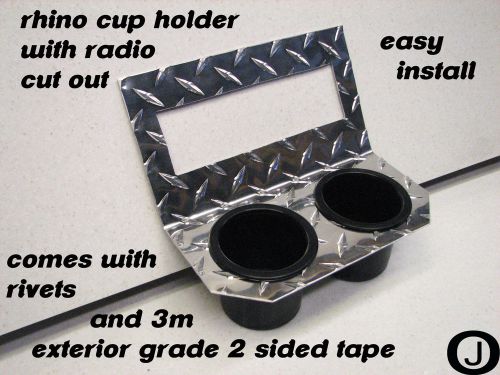 Yamaha rhino center dash  cup drink holder with radio cut out diamond plate ..