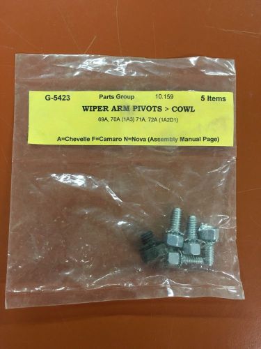 1969-1972 chevrolet chevelle windshield wiper arm pivot bolts- 5 pieces