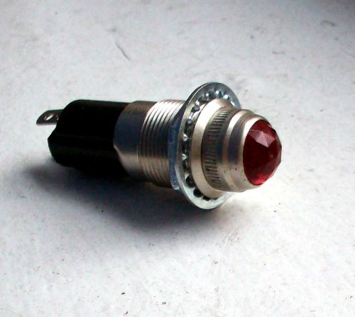 Vintage red glass faceted lens dash gauge panel light hot rod old 5/8&#034;  dialco