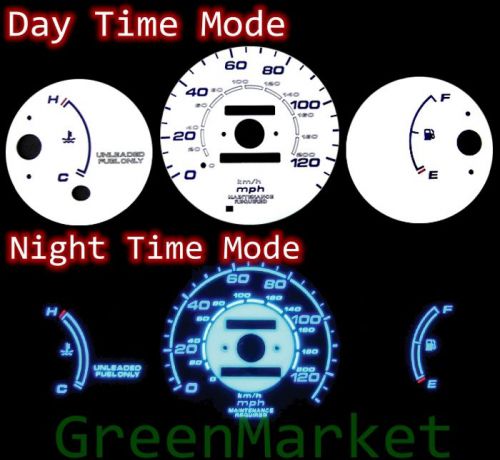 96-00 civic mt w/o tach white face blue indiglo glow gauges