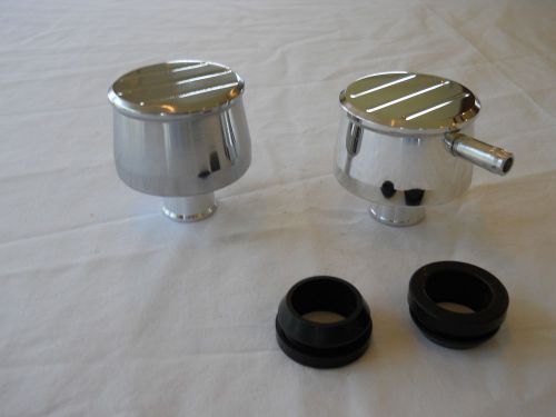 Polished ball milled billet aluminum push-in breather &amp; pvc kit for valve covers