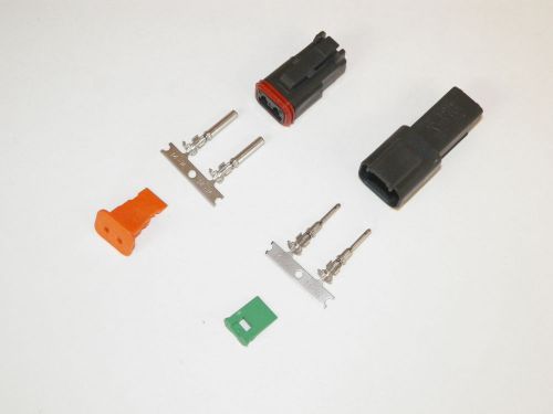 2x black deutch dt series connector set 14-16-18 ga stamped nickel terminals