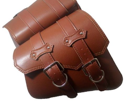 A Pair Universal Motorcycle Saddlebags Saddle Bags Pouch For Harley Brown, image 1