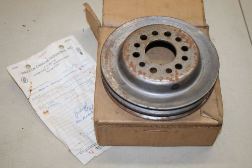 Vintage 1959-60 cadillac nos double belt pulley - front vibration damper mounted
