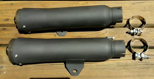 Supertrapp fatshots black slip-on mufflers for harley-davidson vrod night rod.