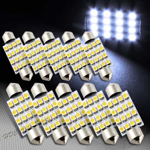 10x 41mm 16 smd white led festoon dome glove box trunk replacement light bulbs