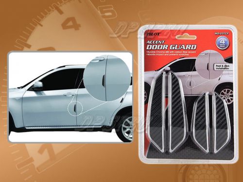 Pilot automotive md-037cf accent door guard 4 pcs carbon fiber look chrome base