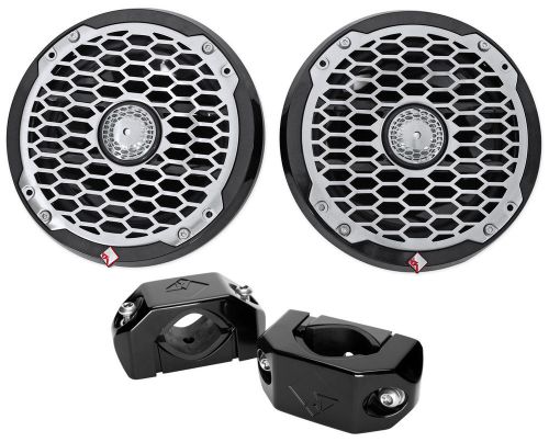 Pair rockford fosgate pm2652b 6.5&#034; 340 watt marine boat speakers black+clamps