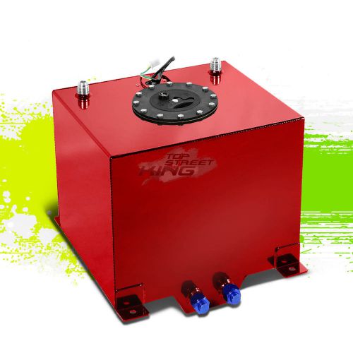 5 gallon lightweight racing red aluminum gas fuel cell tank+ sender 12"x12"x8"
