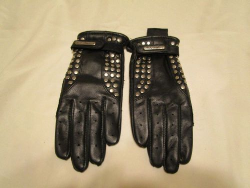New women&#039;s harley davidson black studded gloves. leather gloves. size small