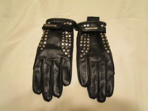New women's harley davidson black studded gloves. leather gloves. size small