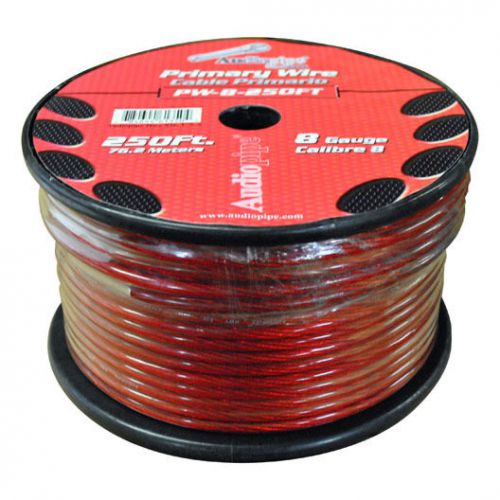 Power wire 8ga 250' red audiopipe pw8rd wire
