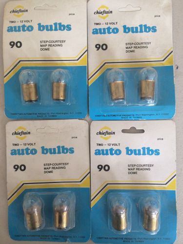 (4) packs of 2 # 90 cheiftain bulbs two-12 volts stop courtsey map reading dome