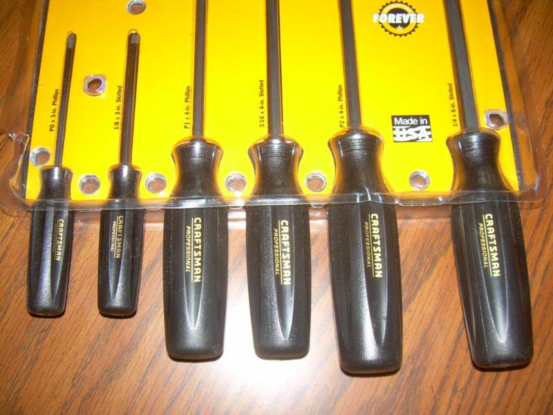 Find NOS CRAFTSMAN PROFESSIONAL 6PCS BLACK HANDLE SCREWDRIVERS SET in