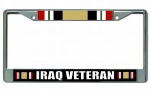 Iraq veteran chrome license plate frame