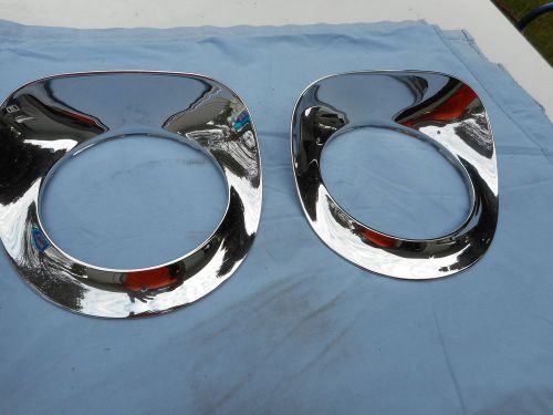 Near nos 55 56 57 chevy truck rechromed head light lamp bezels 5946181 5948489