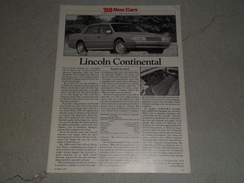 1988 lincoln continemtal hyundai excel article / ad