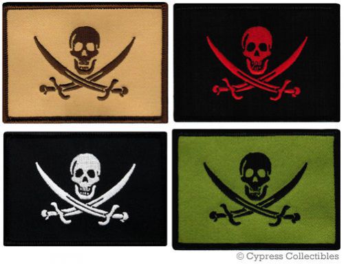 Four skull flag biker patches iron-on embroidered pirate jolly roger skeleton