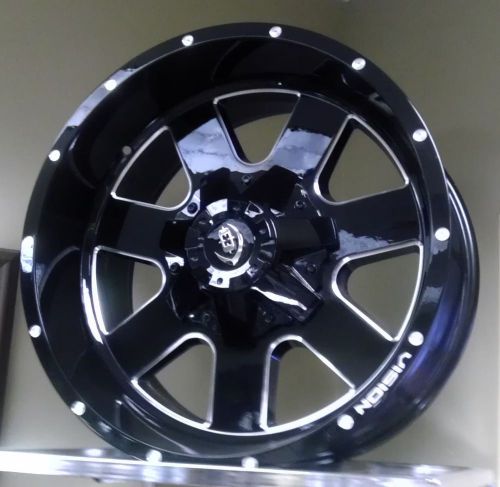8 lug 8x165.1 8x6.5 20&#034; inch black n milled wheels 20x9 +12mm set of 4 rims