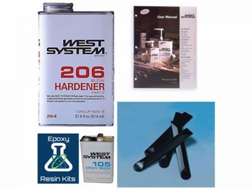 West system epoxy kit, 105 gal  206 qt slow hardener + manual + fillet tools