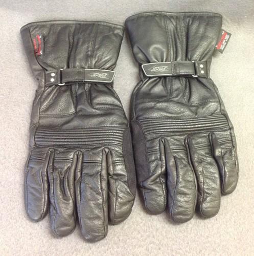 Power trip black leather motorcycle gloves - mens xxlarge  xxl  thumb wipers
