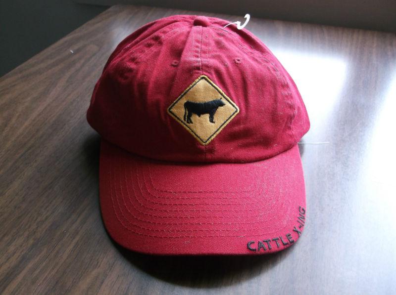Dodge ram pick -up truck cattle x-ing mens baseball cap red