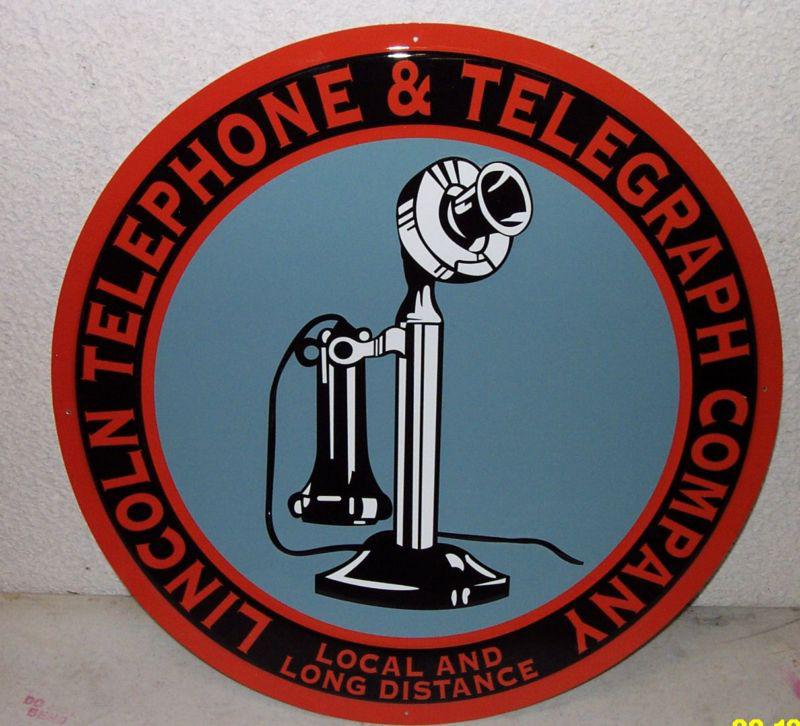 Nostalgic lincoln telephone & telegraph 24" tin sign phone booth bell