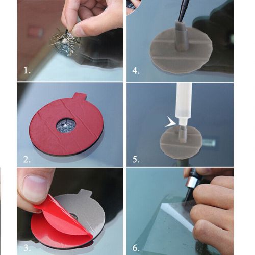 5pc white auto glass nano repair fluid car windshield resin crack tool kit crack