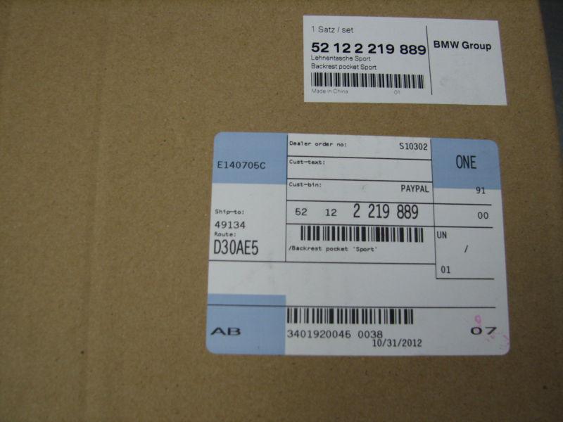 BMW 3 Series F30 Seat Backrest Bag Sportline Black Red 2012-2013 OEM, US $93.99, image 5