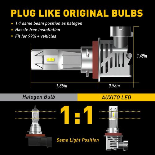 2x H8 AUXITO H11 100W White LED Headlight 24000LM Bulb High Low Globe Beam Kit, US $35.99, image 9