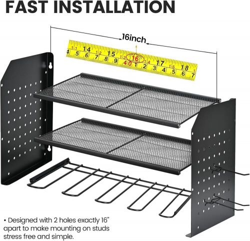 Power tool organizer wall mount, 3-layer drill holder with 2 3-layer, black