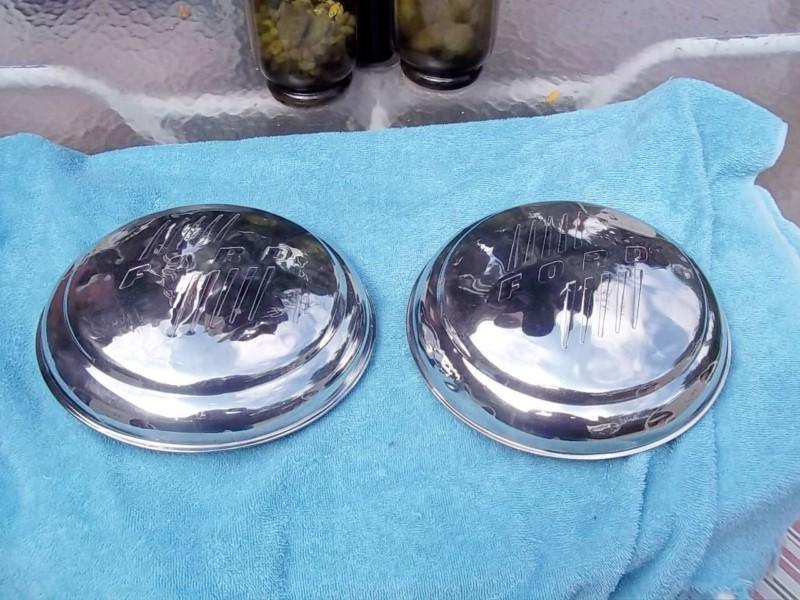 1946 ford passenger car hubcaps original stainless pair (2) hot rod rat