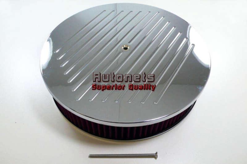 14" round chromed ball milled aluminum air cleaner washable filter kit hot rod