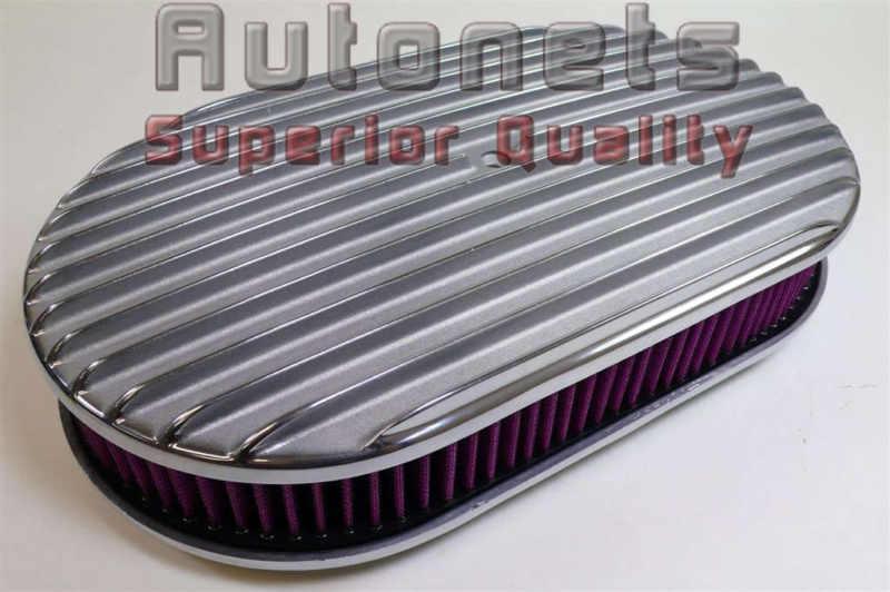 15x2 oval full finned polished aluminum air cleaner washable universal fit