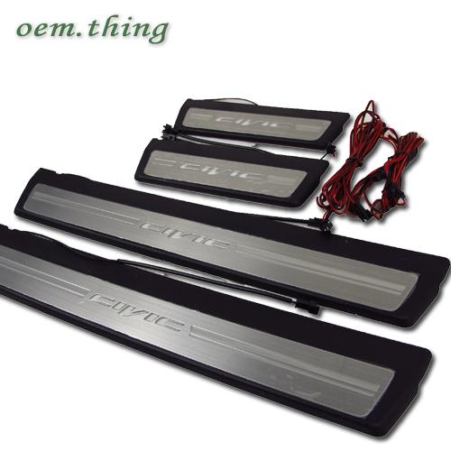 New 2013 honda civic 9th 9 gen 4dr led illuminated 4pcs door sills sill trim ○
