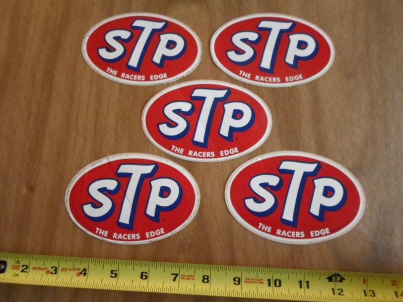 Vintage -- (5) stp the racers edge stickers -- from the early 1970's