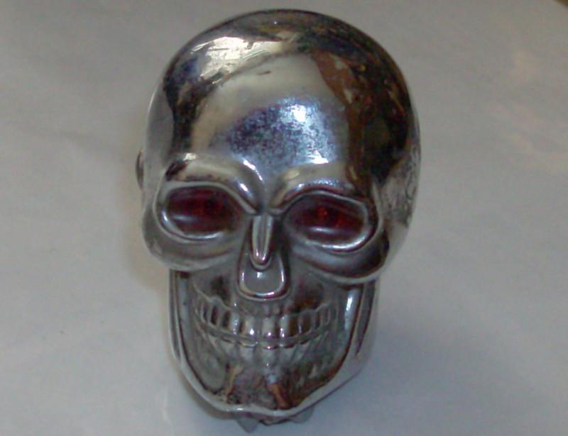 Vintage chromed metal skull stick shift knob heavy 13 oz 1950's costum